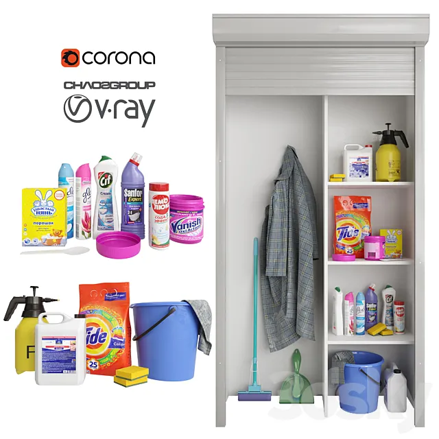 Household Cleaning Supplies Kit 01 3D Model