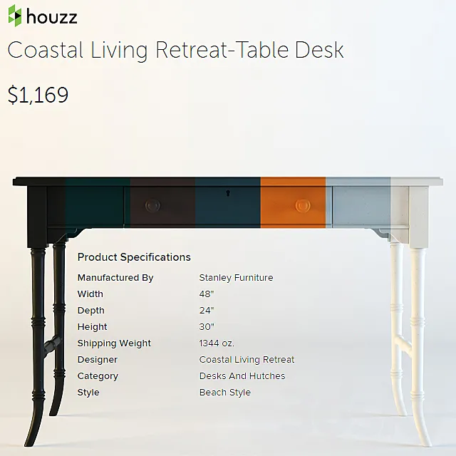 houzz _ Coastral Living-Retreat Table Desk 3DModel
