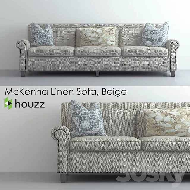Houzz McKenna Linen Sofa 3D Model