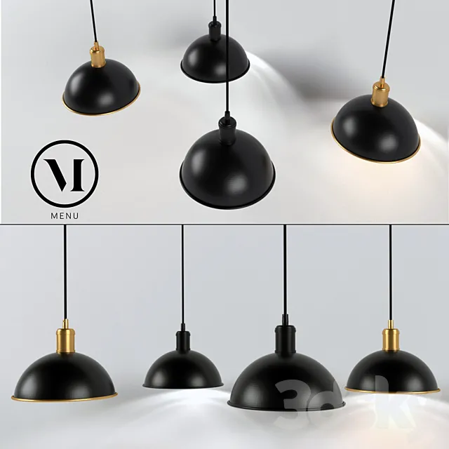 Hubert Pendant Tribeca by Soren Rose Menu _ Ceiling lamp black & bronze 3D Model