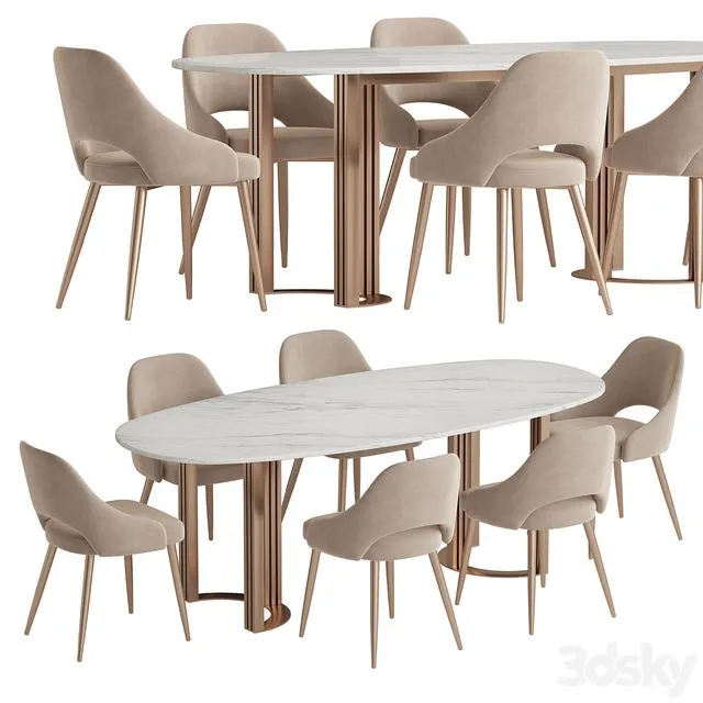 Hudkoff Lord Aero chair Dining set 3D Model