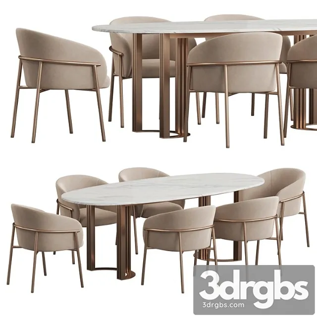 Hudkoff Lord Table Rimo Chair Dining Set 3D Model Free