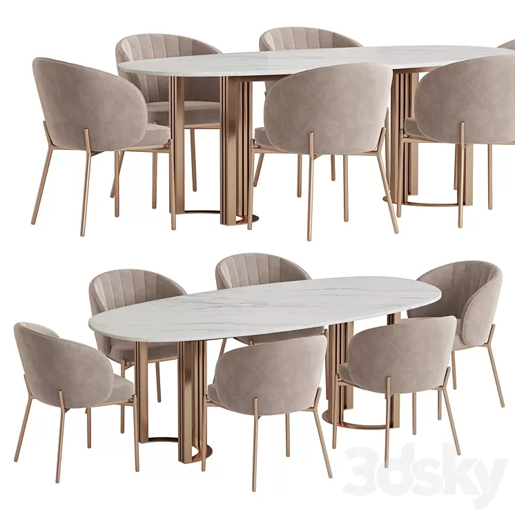 Hudkoff Lord table Shell chair 3D Model