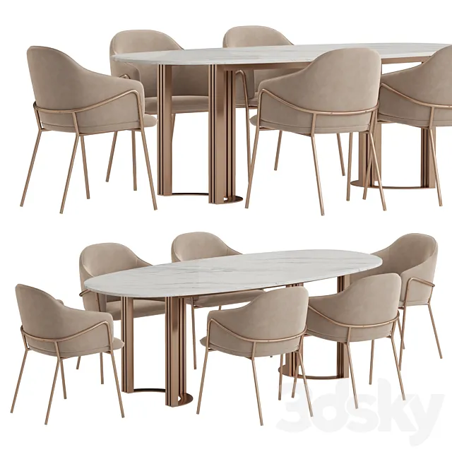 Hudkoff Lord table Stanley chair dining set 3D Model