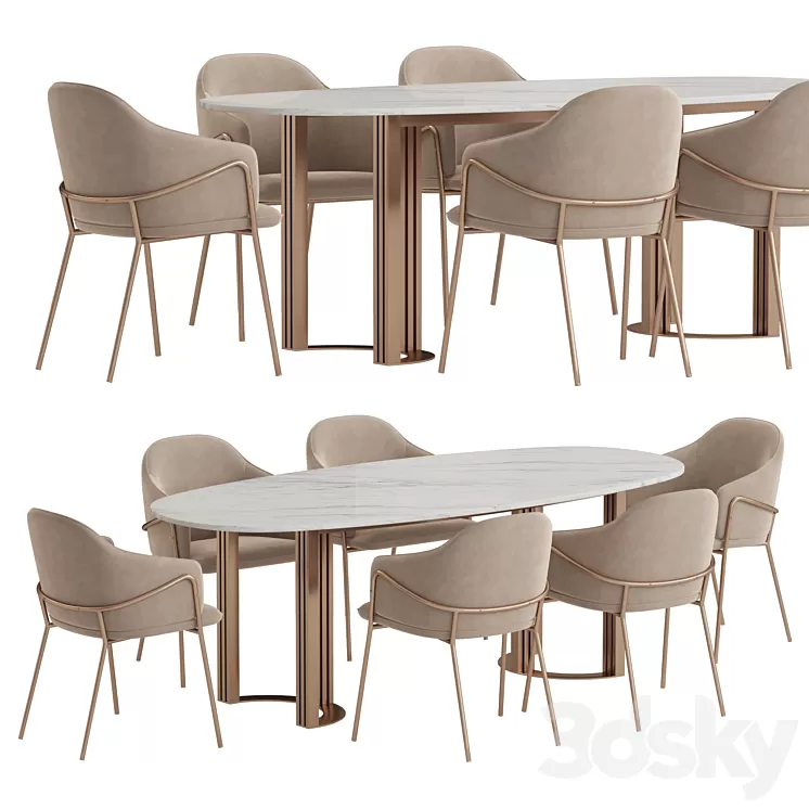 Hudkoff Lord table Stanley chair dining set 3D Model Free