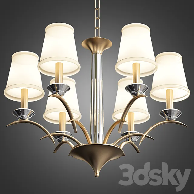 Hudson Valley Marcellus 6-light Aged Brass Chandelier 3DModel