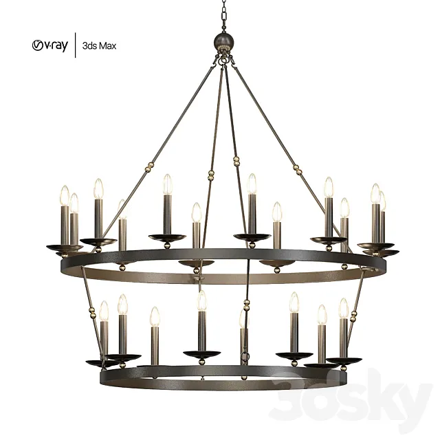 Hudson_Valley_Allendale_Double_Chandelier 3D Model