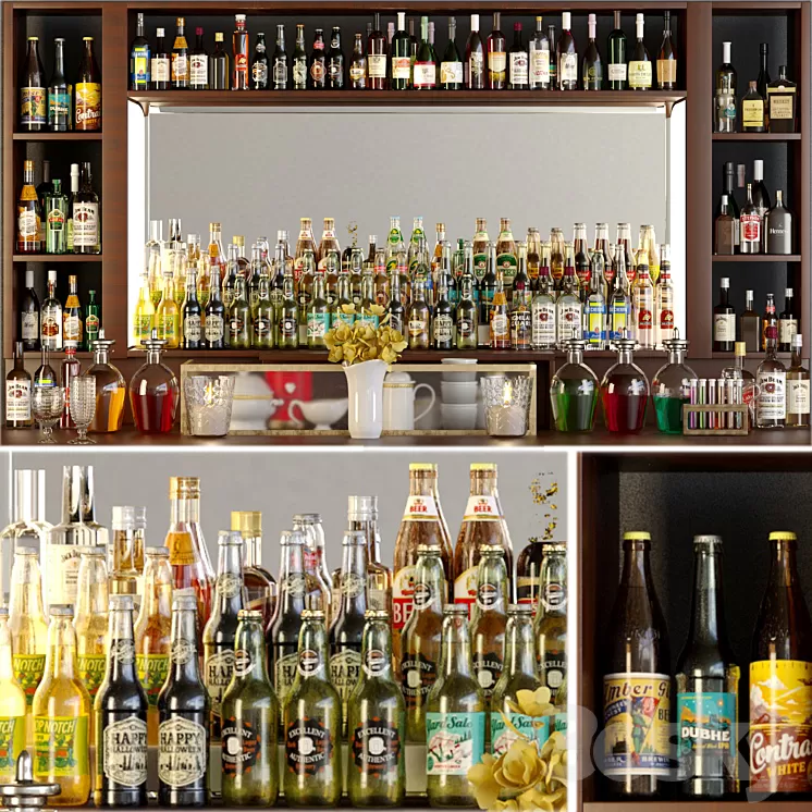Huge bar with alcohol. Pub