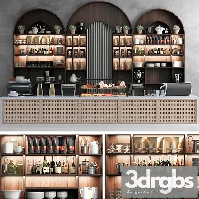 Huge Cafe Coffee Maker Coffee Machine Coffee Grinder 3D Model Free