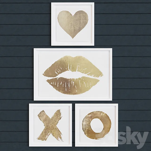 HUGS & KISSES METALLIC FOIL ART 3D Model