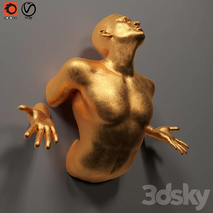human sculpture_wall art_01 3D Model Free
