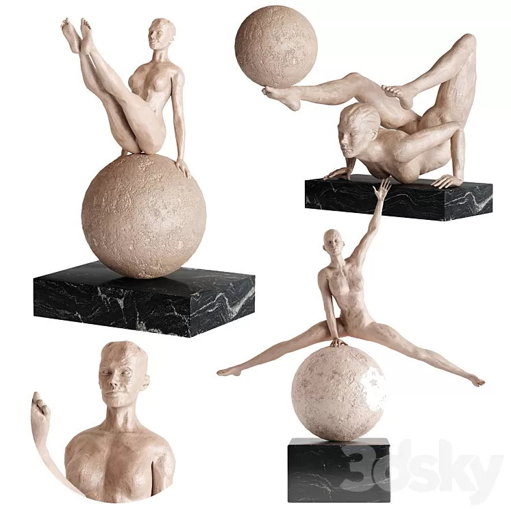 Human Sculptures 12(Girls With Balls) 3D Model Free