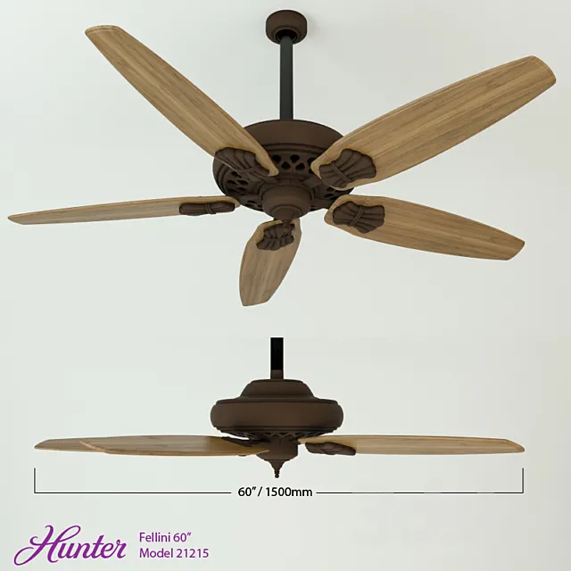 Hunter Fellini 60 "Ceiling fan 3D Model