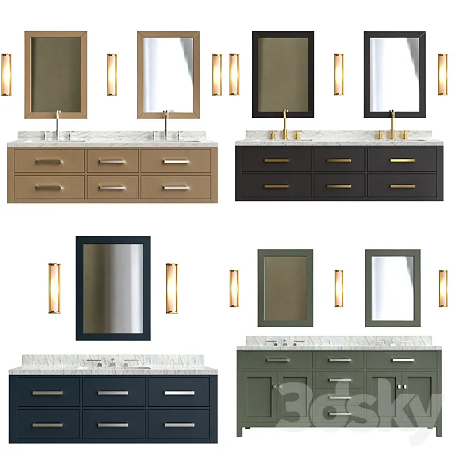 Hutton Floating Vanity Bath Collection – RH 3D Model