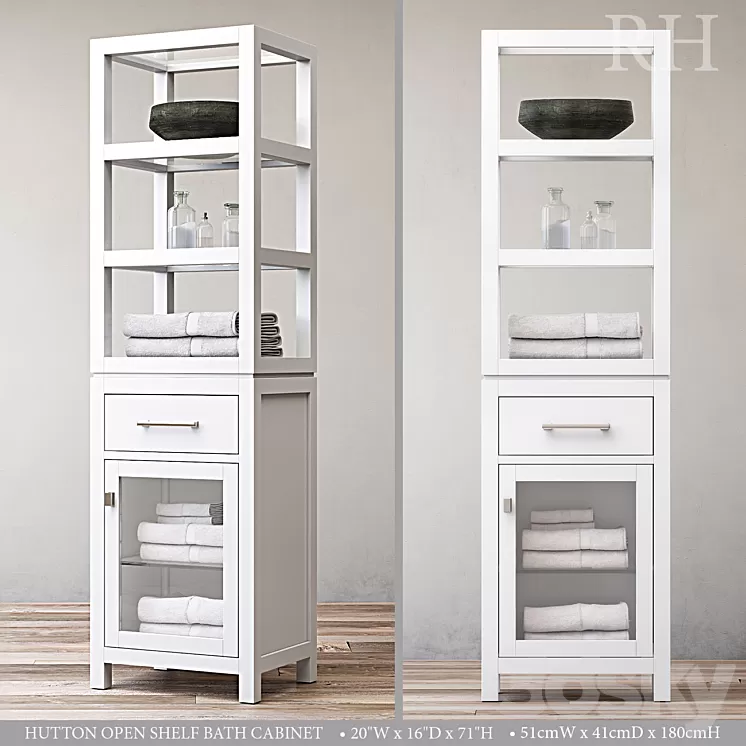HUTTON OPEN SHELF BATH CABINET 3D Model