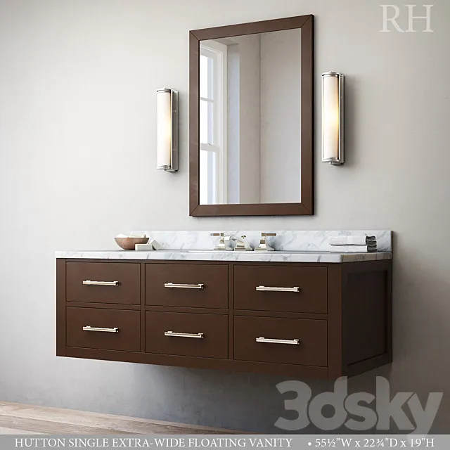 HUTTON SINGLE EXTRA-WIDE FLOATING VANITY 3D Model