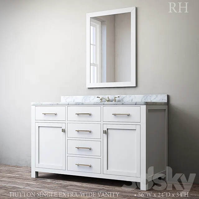 HUTTON SINGLE EXTRA-WIDE VANITY 3DModel