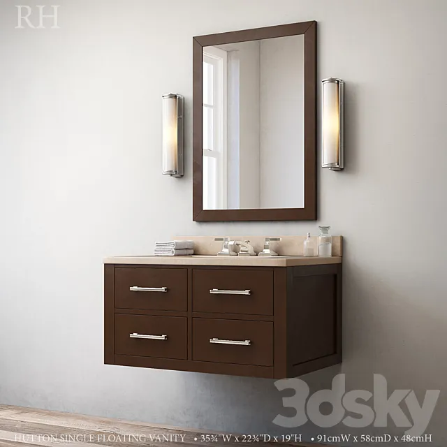 HUTTON SINGLE FLOATING VANITY Espresso 3D Model