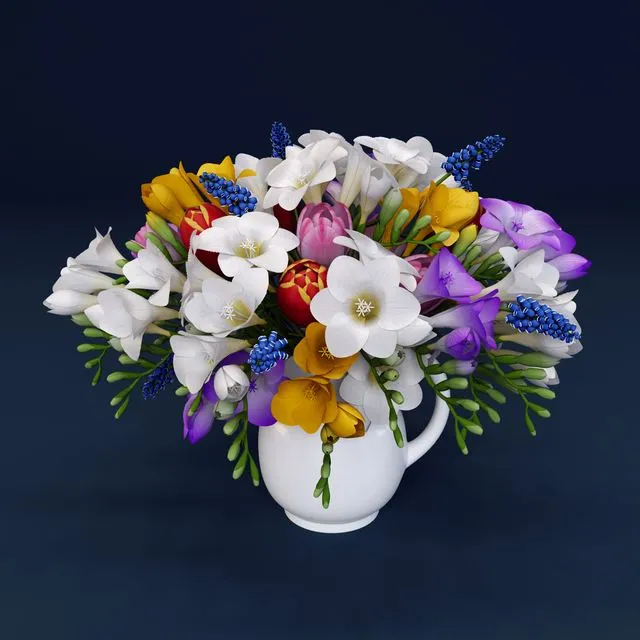 Hyacinth Freesia tulips 3D Model