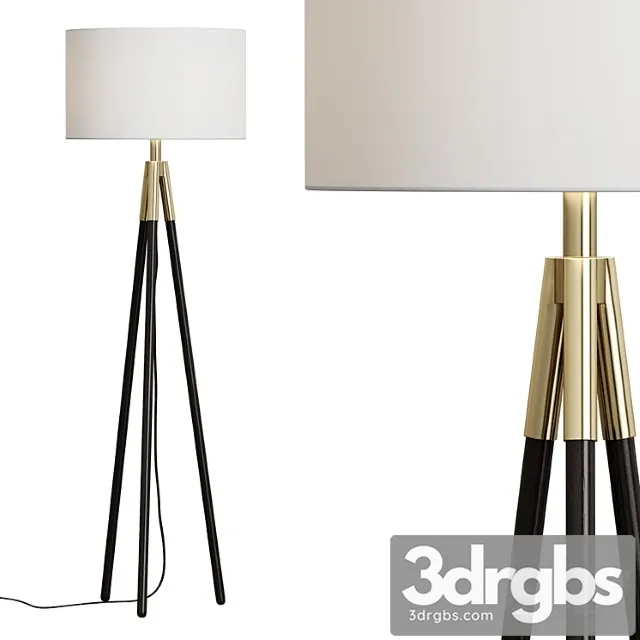 Hyde brass and bronze metal tripod floor lamp 3D Model Free