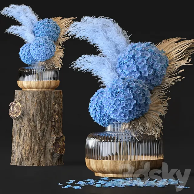Hydrangea Flower Set-06 3D Model