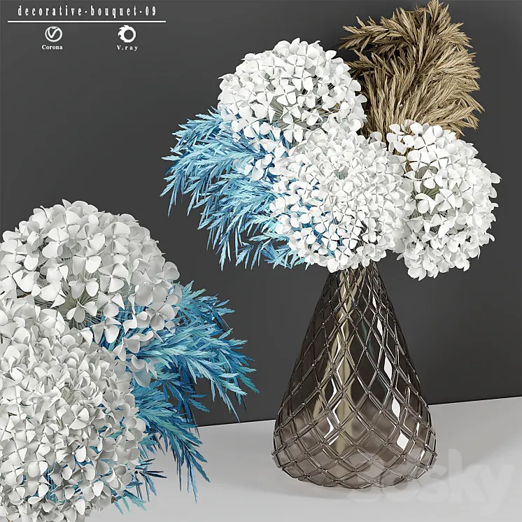 Hydrangea Flower Set-09 3D Model Free