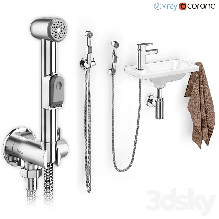 Hygienic shower with washbasin Ravak 3D Model