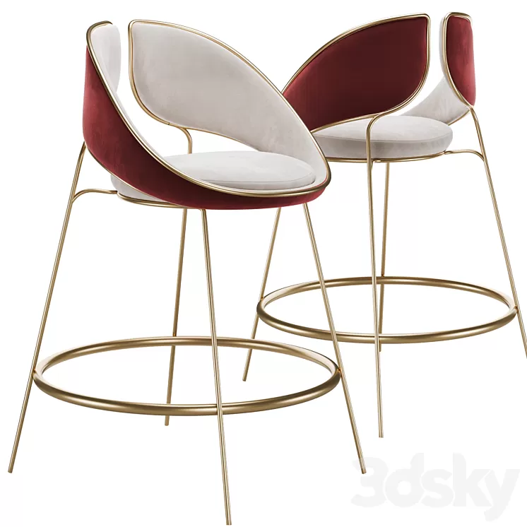 Hyoku Bar Chair Stool by Alma de Luce 3D Model Free