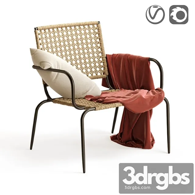 Ibiza Garden Chair Made of Metal and Braided Rope 3D Model Free
