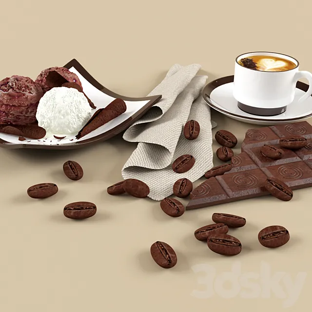 Ice cream. coffee. chocolate 3DModel
