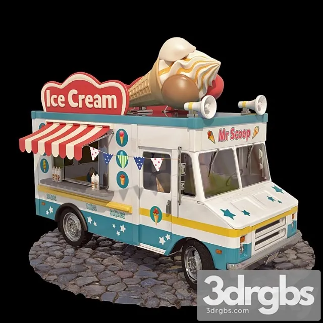 Ice-cream truck 3D Model Free