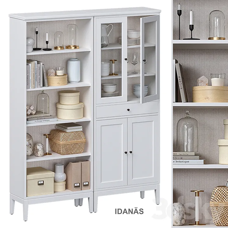 Idanäs Ikea Open cabinet with glass doors 3D Model Free