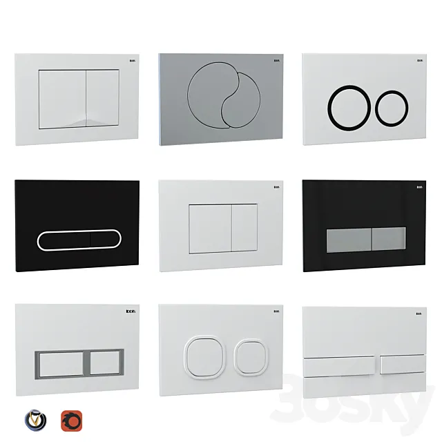 IDDIS flush buttons for installation (9 pcs.) 3D Model