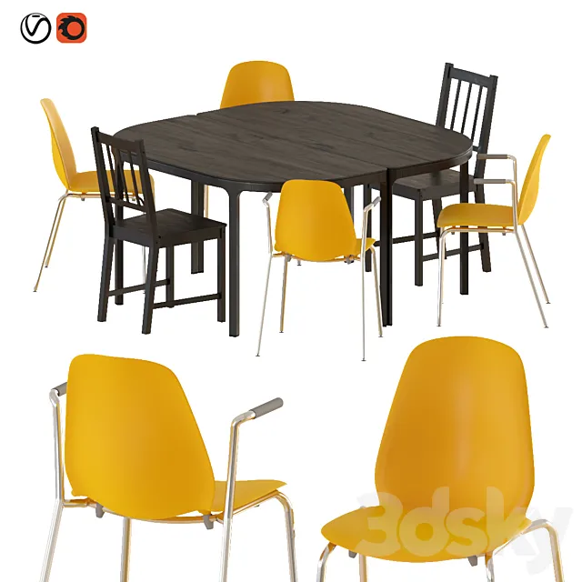IEKA Bekant table and  Leifarne chairs 3D Model