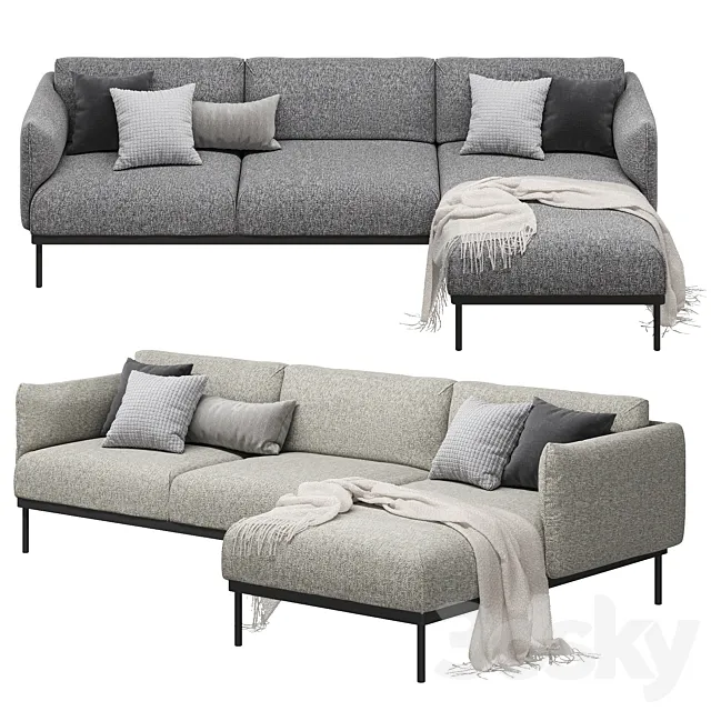 Ikea Äpplaryd Epplaryd 3-Seater Sofa with Chaise Longue Leide 3DModel
