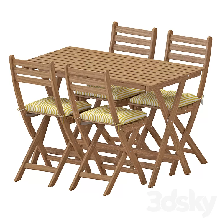 IKEA ASKHOLMEN Table And Chairs 3D Model
