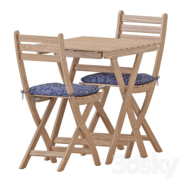 IKEA ASKHOLMEN Table And Chairs Set 2 3D Model