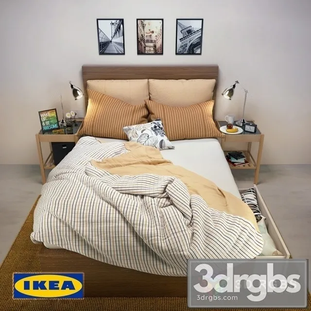 Ikea Bed Set 01 3D Model Free