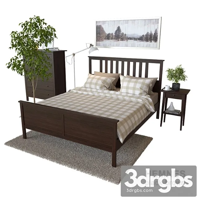 Ikea bed with decor hemnes 2 3D Model Free