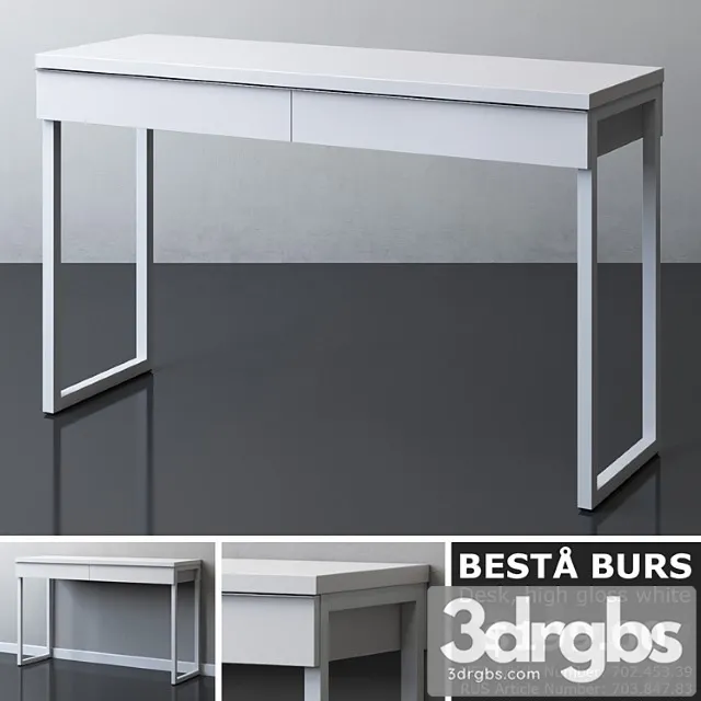 Ikea besta burs desk 2 3D Model Free
