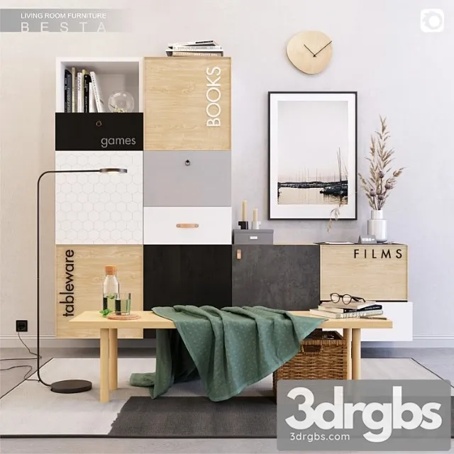 Ikea Besta Set 4 2 3D Model Free