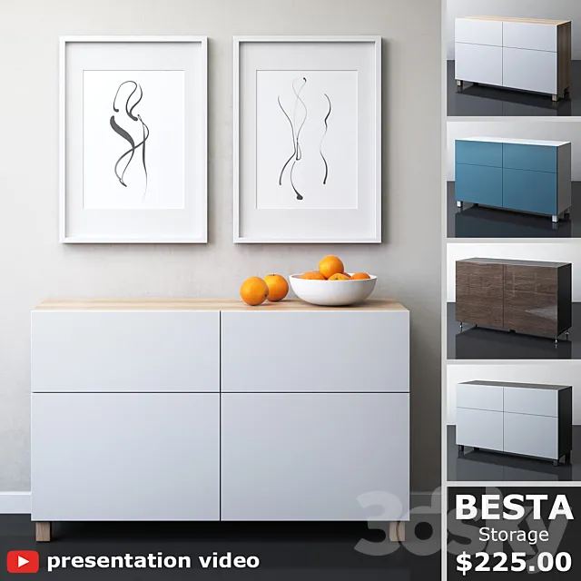 IKEA BESTA Storage combination with doors and drawers 3D Model