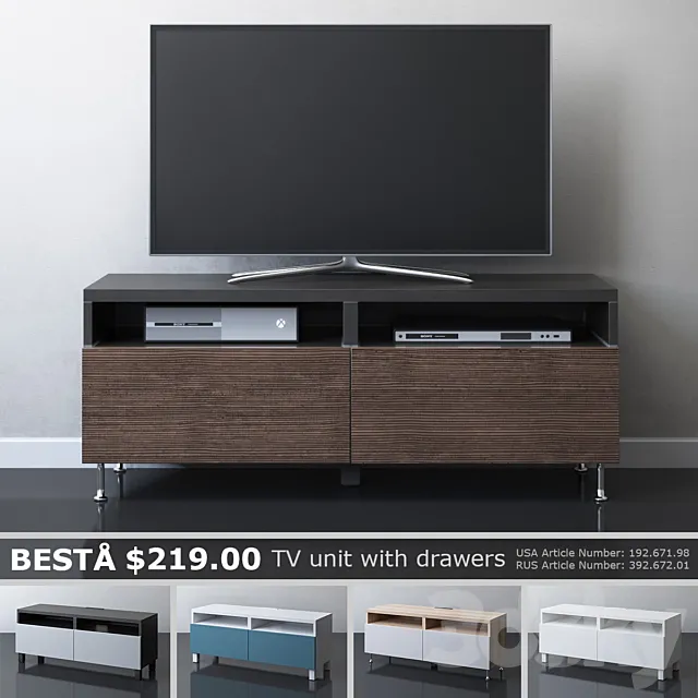 IKEA BESTA TV cabinet with drawers 3D Model