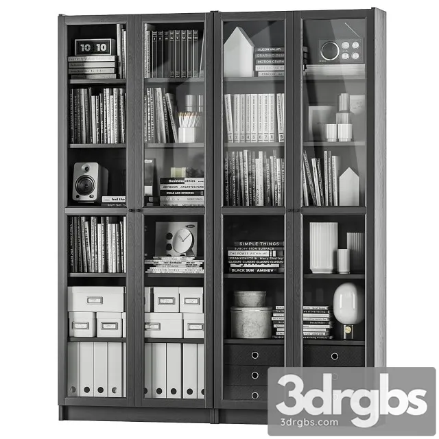 Ikea Billy Oxberg Bookcase 3D Model Free