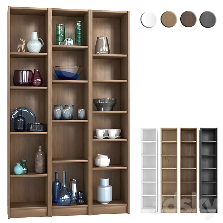 IKEA BILLY Shelving unit with decorative elements 3D Model