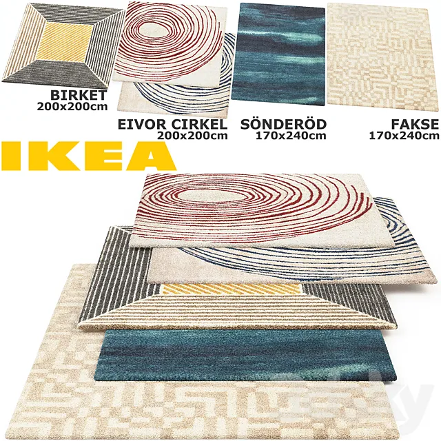 IKEA BIRKET EIVOR CIRKEL SONDEROD FAKSE RUG SET 3D Model