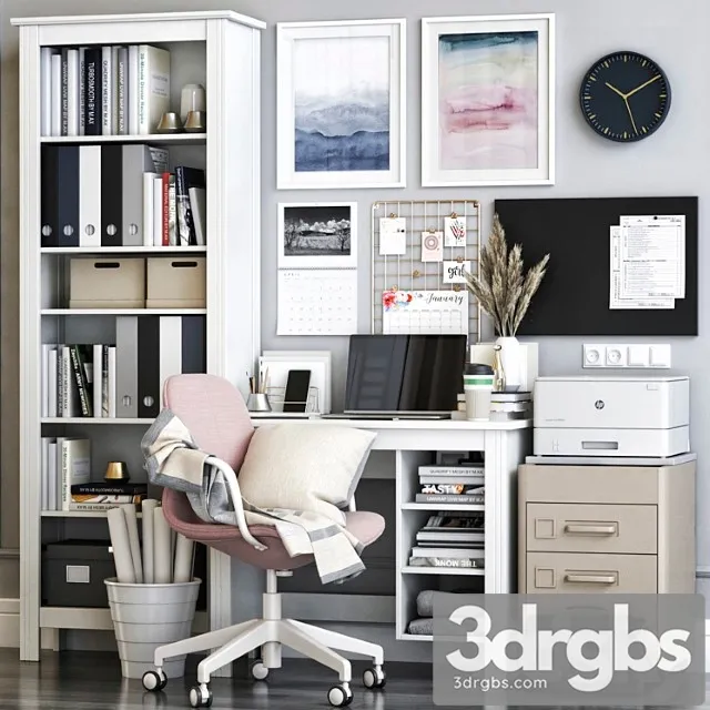 IKEA Brusali Office Workplace With Langfiall Chair 3D Model Free