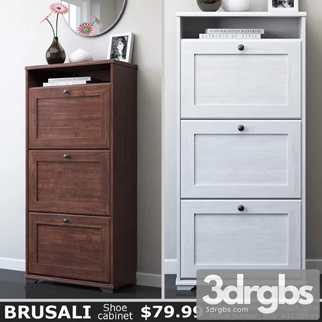 Ikea brusali shoe cabinet 2 3D Model Free