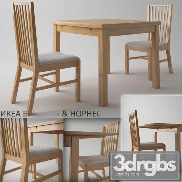Ikea Bursta Table and Chair 3D Model Free