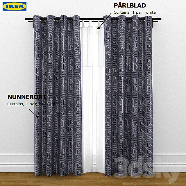 ikea curtain nunnerort and parlblad 3D Model